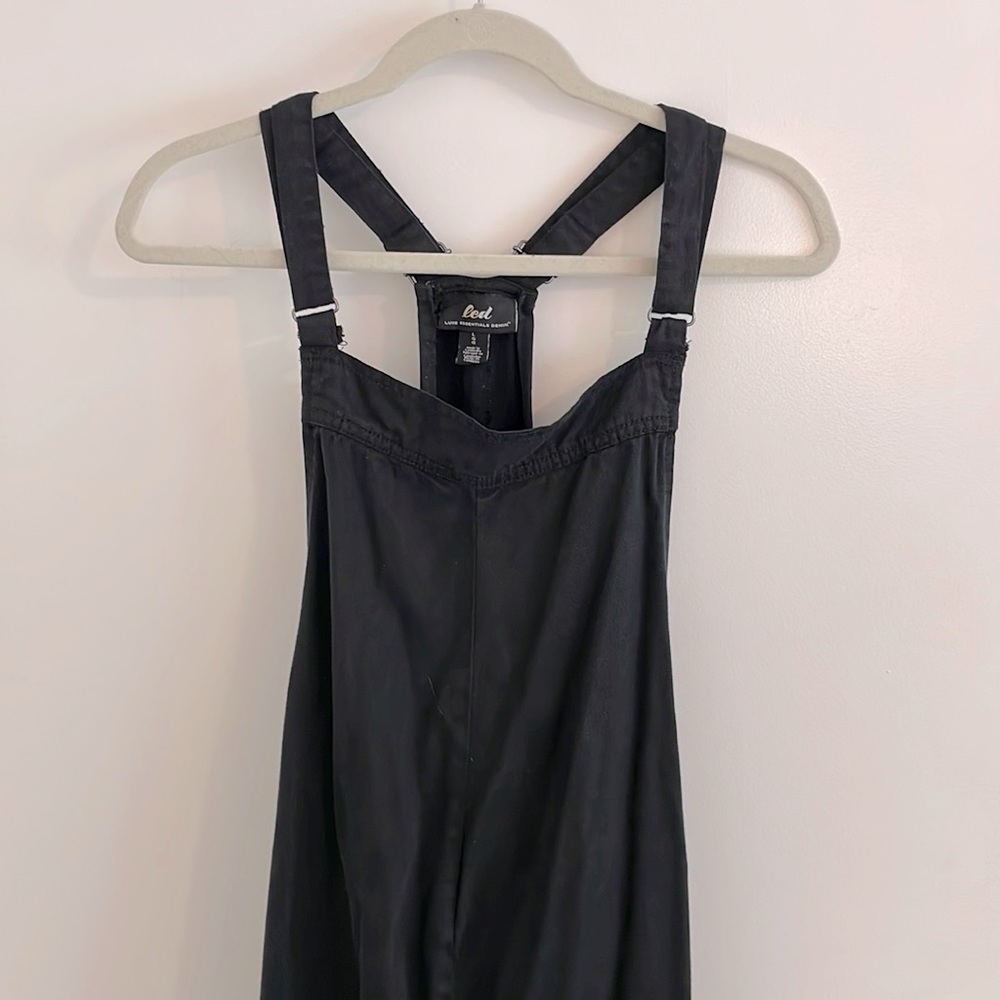 LED Luxe Essentials Denim Maternity Overalls, Large, Black